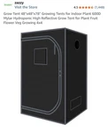 Zazzy Tent, 48"X48"X78" Growing Tents For Indoor Plant 600D Mylar Hydrop.... Fixed Price $45.00.