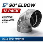 5" 90 Elbow Crown 26 Round Hvac Duct Fitting Galvanized Steel (12 Pack). Fixed Price $79.99.