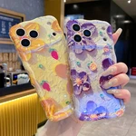 For Iphone 17 16 15 14 13 12 Painting Flower Colorful Laser Curly Wave Edge Case. Fixed Price $9.38.